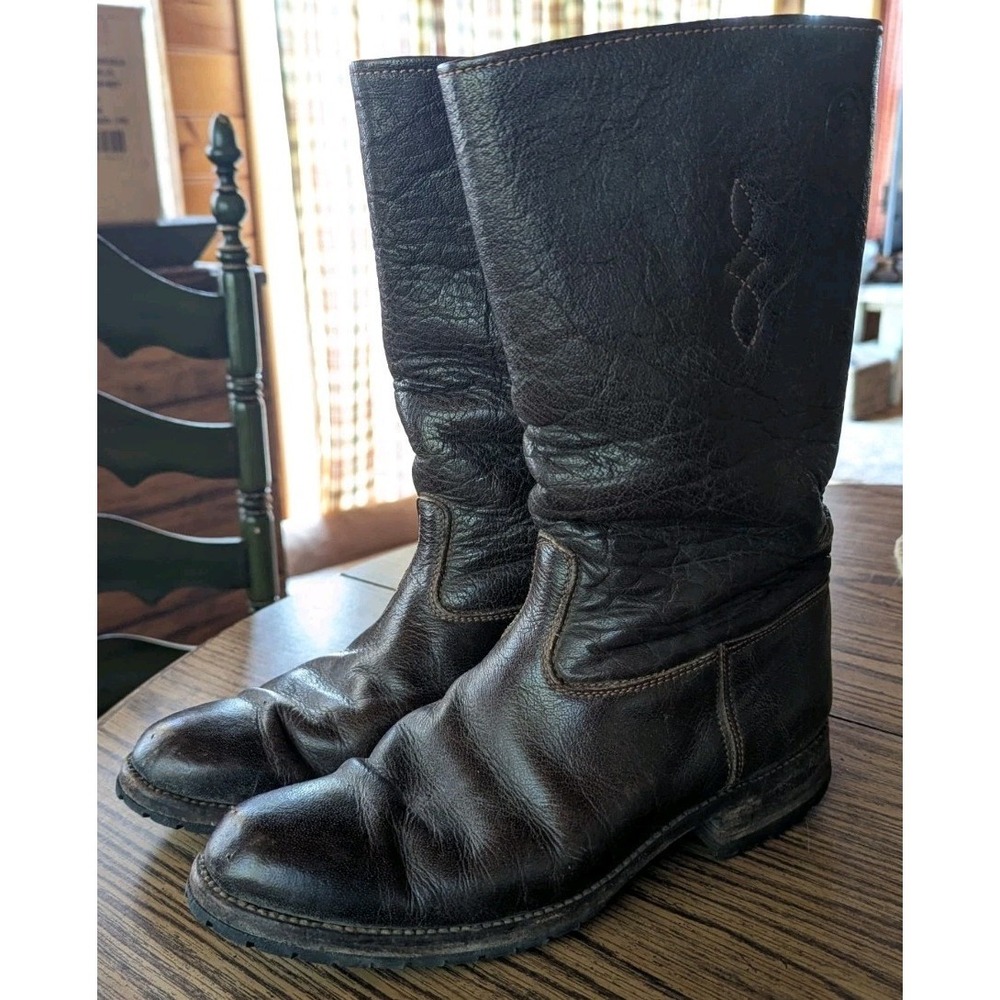 Arandu Argentina Handmade‎ Brown Leather Riding Boots Tall 12.75" T - 10" L Foot